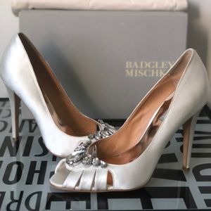 Badgley Mischka Rhinestone Pumps Wedding Satin
